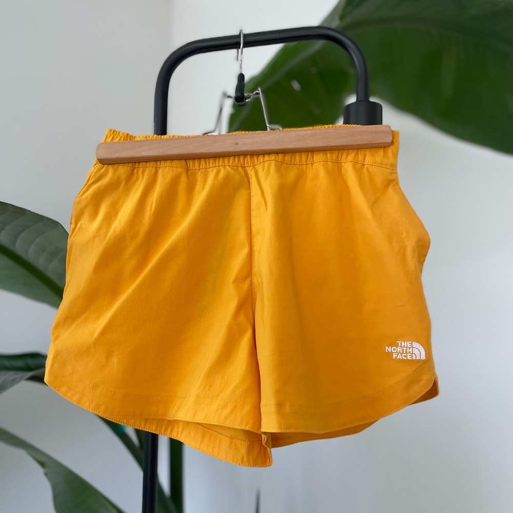 The North Face Yellow Athletic Shorts Lightweight Elastic Waist